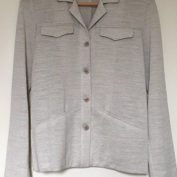 (SOLD) Knitted linen-blend jacket, oatmeal, IT42, NWT - Picture 3 of 6